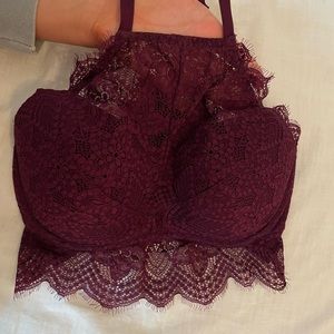 PINK HALTER NECK LACE BRALETTE
